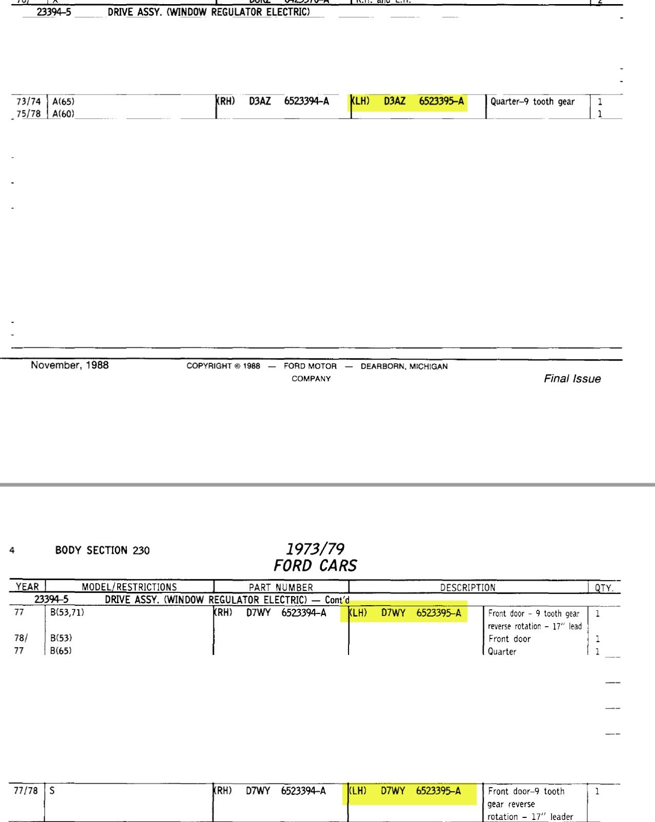 NOS Ford 1977 78 T-Bird Mercury Cougar Ft Door Window Electric Motor & Drive LH thumbnail 13