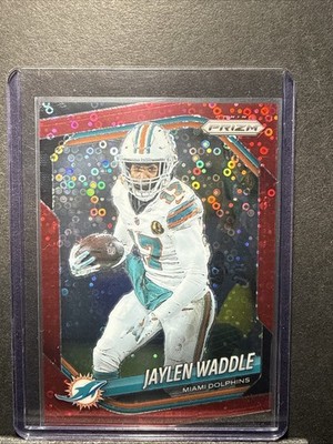 2025 Panini Prizm Jaylen Waddle #172 No Huddle Red #/99 Miami Dolphins