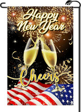 Happy New Year Cheers Garden Flag 12X18 Inch Vertical Double Sided American Flag