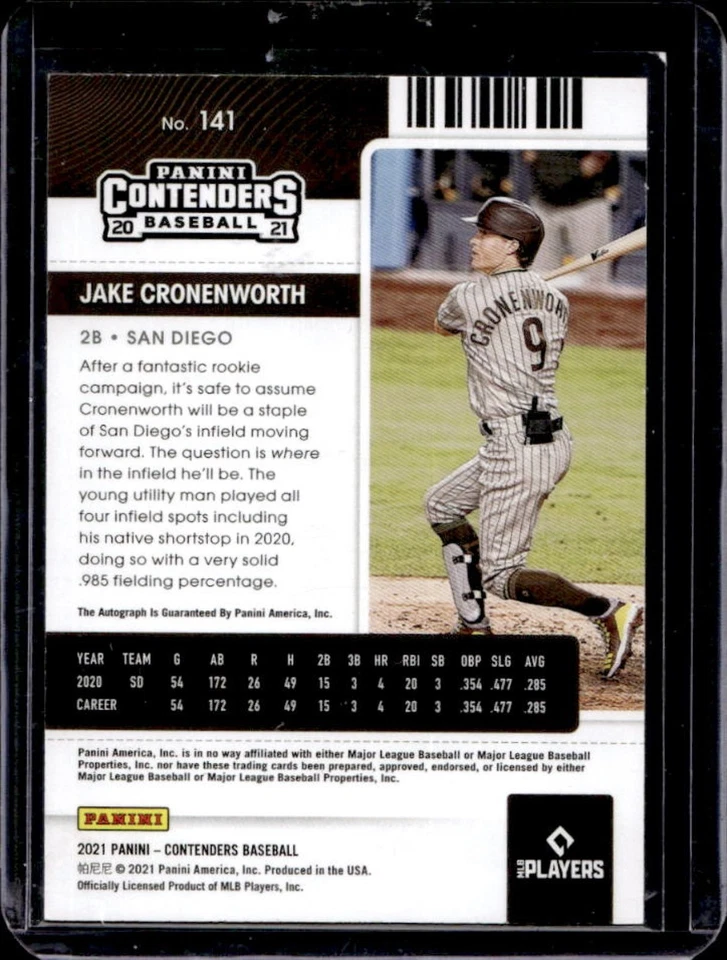 2021 Contenders Jake Cronenworth Rookie RC Rookie Ticket Auto #141 Padres - Image 2 of 2