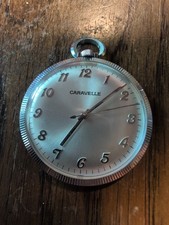 Caravelle N5 1975 Mechanical Manual Wind Pocket Watch 43mm RUNS Vintage