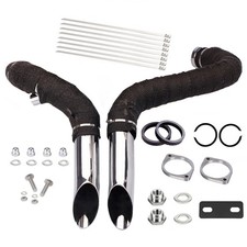 2" LAF Exhaust Pipes & Flange for Harley Sportster Softail Silver Wrapped