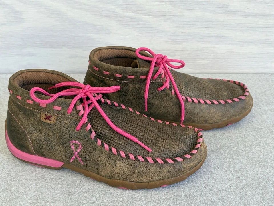 Bota Chukka Twisted X TETWP Taupe Bomber Cuero y Rosa Neón/Conducción Sin usar, en caja Talla 7 M Foto 3 de 4