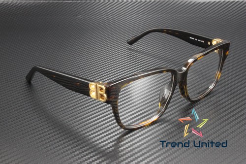 BALENCIAGA BB0104O 002 Rectangular Squared Havana Gold 56 mm Women's Eyeglasses - Picture 4 of 7