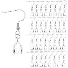 Silver Earring Hooks with Pinch Bails 50PCS DIY Jewelry Making Supplies Silver 
