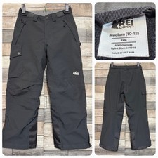 REI Cargo Ski Snowboarding Snow Pants Youth M 10-12 Black Inseam 24 