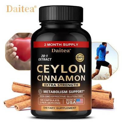 Ceylon Cinnamon Capsules, Extra Strength, Pure Natural Extract, 20:1 Supplement