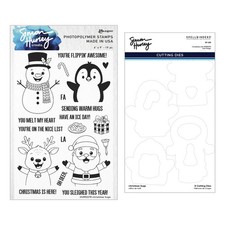 Simon Hurley Create "CHRISTMAS HUGS" 6x9" Clear Stamps Dies Bundle MSRP 58