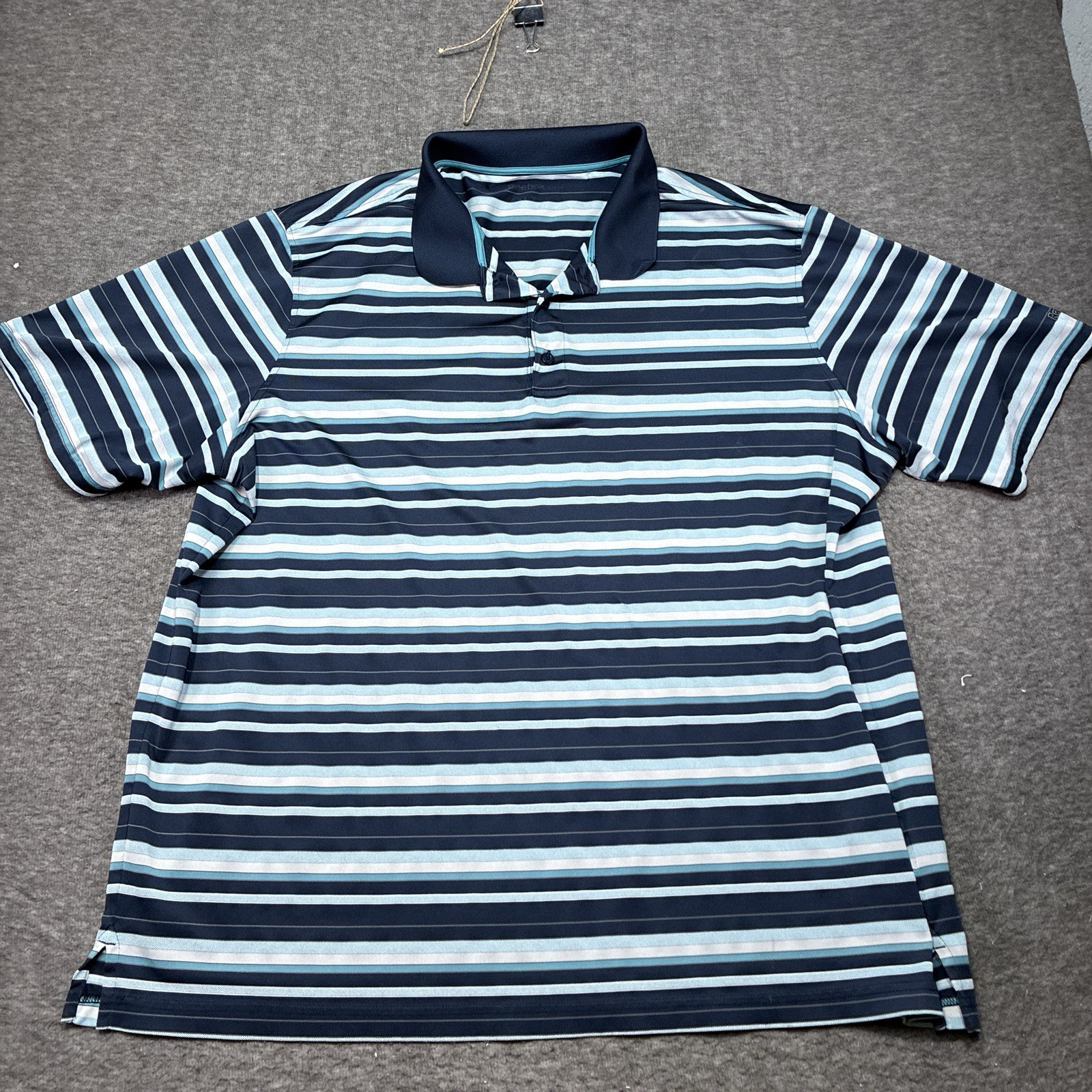 Reebok Golf Polo Mens 4XL Tall Blue Striped Performance Pull Over Stretch