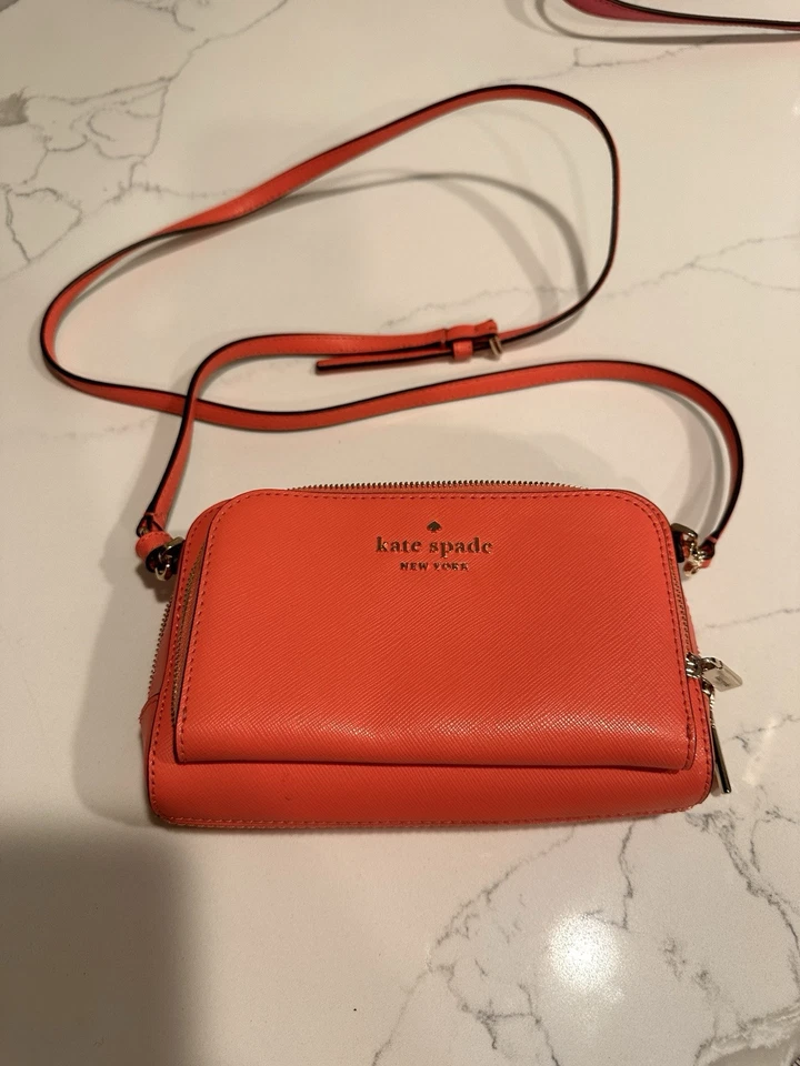 Bolso Bandolera Kate Spade New York Staci Doble Cremallera Para Mujer Rosa Naranja Rojo