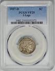 1937-D  5c  BUFFALO NICKEL   3 LEGS  *  PCGS  VF25  *  #03552572