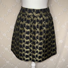 Crown & Ivy Soft Gathered Zebra Black And Gold Tone Skirt Size 10 Regular
