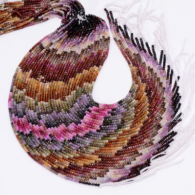 Natural Multi Sapphire Gemstone Round Faceted Beads 3X3 mm Strand 12.5'' AB-907