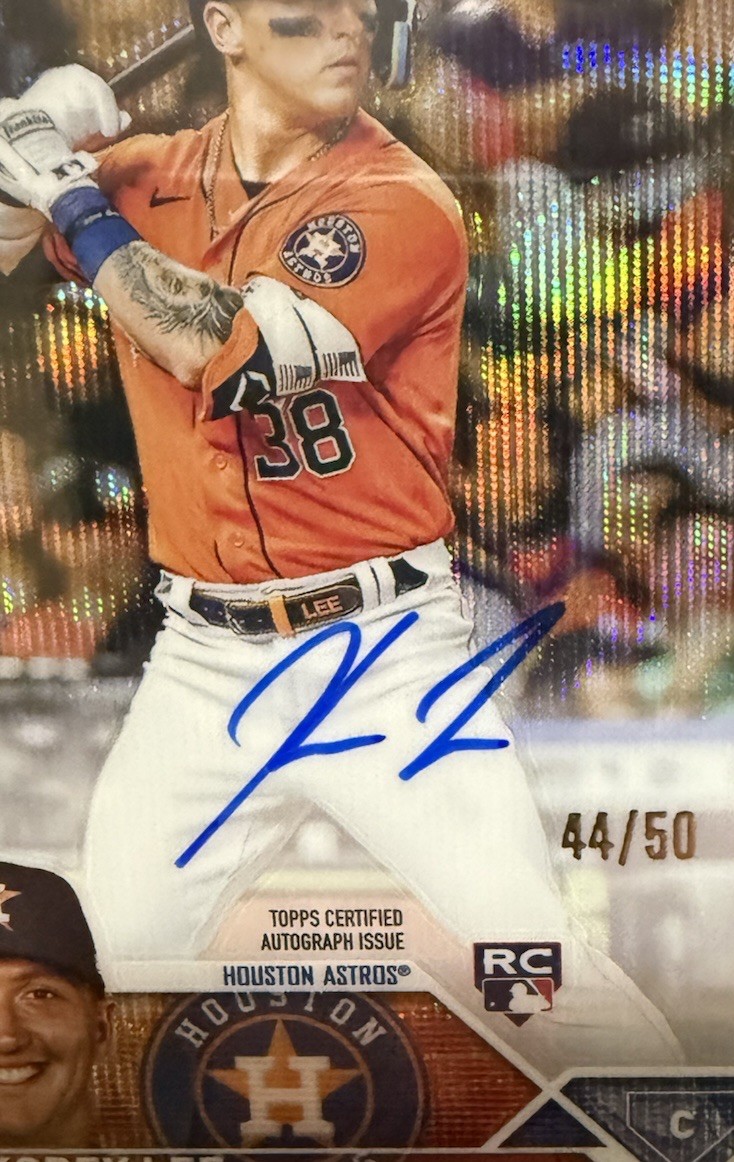 2023 Topps Chrome Korey Lee Gold Wave Auto 44/50 Astros view 3