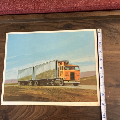 VTG YELLOW TRANSIT FREIGHT LINES TRANSPORT SEMI TRUCK AND TRAILER WALL PICTURE - Picture 4 of 4
