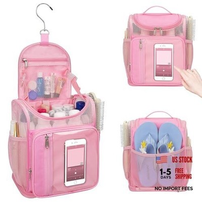 Hanging Shower Caddy Portable - Travel Toiletry Bag for Men & Medium Pink