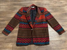 Vintage Index Aztec Western Print Brown Orange Blazer Sz Sm Euc