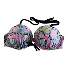 Victoria  s Secret Bombshell Bikini Top 34C Push Up Padded Pink Floral Swim Vacay