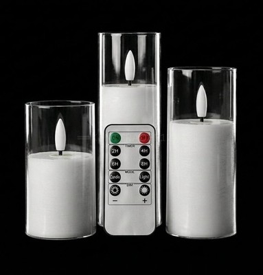 3 LED weiße Kerzen mit Fernbedienung - 4 Zoll, 5 Zoll & 6 Zoll x 2 Zoll rund