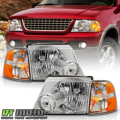 For 2002-2005 Ford Explorer Headlights Headlamps w/ Corner Lights 4pc Left+Right