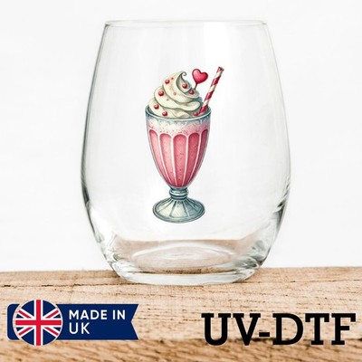 Milkshake Valentinstag 8 Stück UV DTF Aufkleber - Glas Laptop Becher Tasse vx670