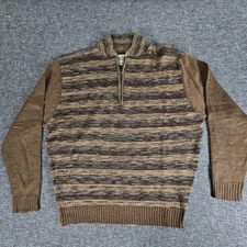 Vintage Scandia Woods Wool Blend Sweater Men's Size Large Brown Grandpa 1/4 Zip 