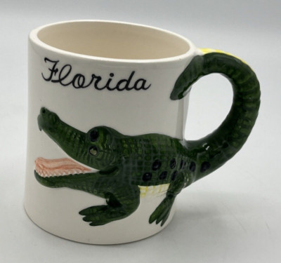 Florida Alligator Mug 3D Gator Handle Souvenir Figural Textured