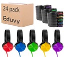 Eduvy Bulk Headphones-Classroom W/Microphone School 24 Pack Wired Multi Color