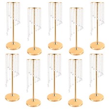 10x 70cm Crystal Flower Vase Gold Wedding Centerpieces Vases Metal Flower Stands
