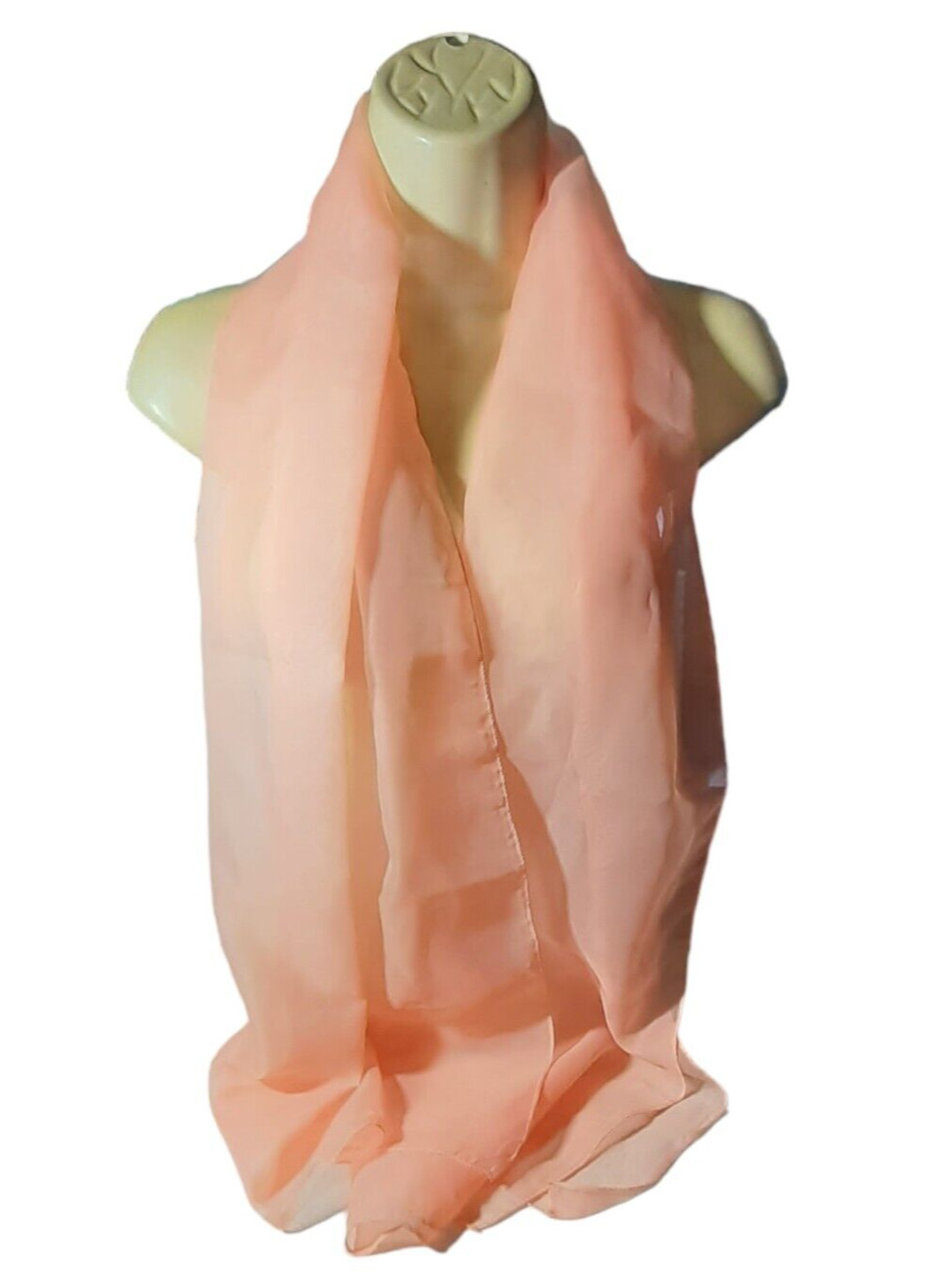 Rectangular Scarf Wrap Sheer Melon Orange Polyest… - image 8