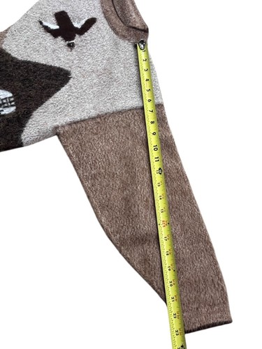 Y2K Womens Oversized Tunic Sweater M-L Brown Mountains Alpacas Aztec Southwest - Picture 7 of 9