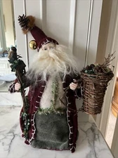 Vintage 20" standing robed Santa Father Christmas w/basket & lantern figure