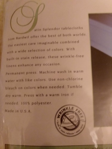 Satin Splender wrinkle free tablecloth Oval 60"x 84" yellow made in U.S A New - Picture 2 of 5