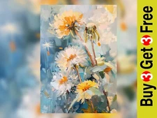 Impasto Oil Daisy Painting Print 5"x7" on Matte Paper
