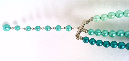 ✅ Verde Metallizzato~Collana~3 Fili~anni 50~Vintage - Foto 2 di 3