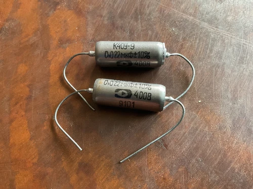 .022 uf 400v K40Y-9  Russian Caps - New Old Stock - Paper In Oil - PAIR 0.022