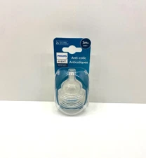 NEW Philips Avent Anti-Colic 3M+ Flow 3 Baby Bottle Nipples 2 Nipples
