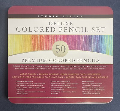 Studio Series Deluxe Premium Colored Pencil Set (Set of 50) Art Watercolors New