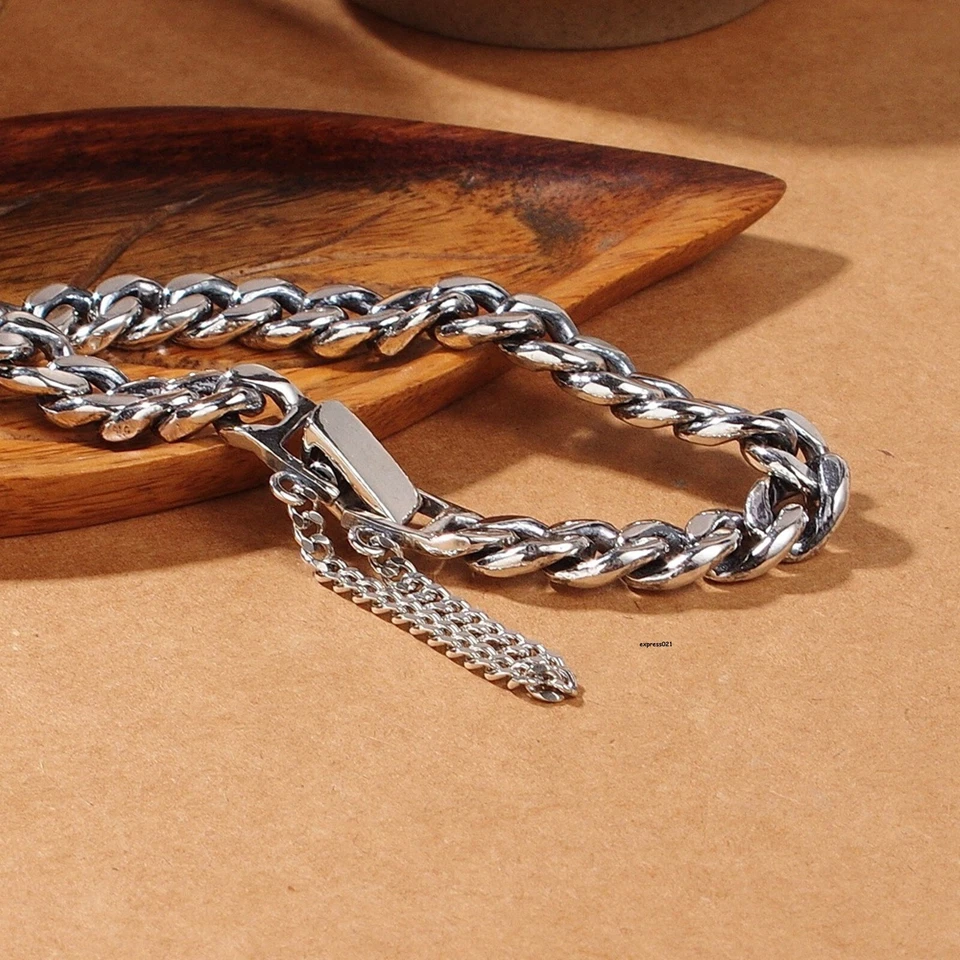 Solid 925 Sterling Silver Chain Men 8mm Curb Cuban Link Bracelet 33.2g/8.2inch - Image 4 of 4