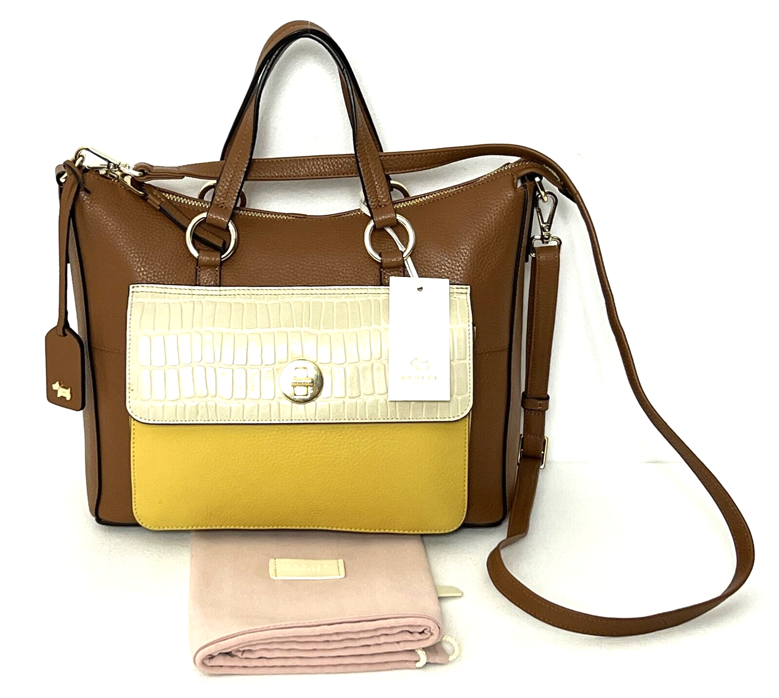 Radley Colebrook Multiway Shoulder Bag Cross Body Bag Tan Leather Medium RRP 229