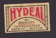Ancienne étiquette Allumettes Belgique BN46706 Hydeal 