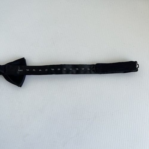 J Ferrar JF Solid Black Adjustable Pretied Bowtie Bow Tie - Picture 4 of 4
