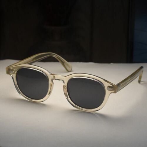 Retro Black Polarized Sunglasses Men's Flesh yellow johnny depp black Glasses M - Picture 1 of 6