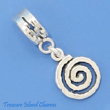 Native American Swirl Spiral Petroglyph 925 Sterling Silver European Bead Charm