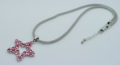 gorgeous designer star shape pendant pink color mesh chain fashion necklace  F1
