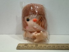 Vintage Plastic Doll Head and Hands Blue Eyes, Reddish Hair, NOS