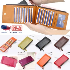 Women's Leather Bifold Long Wallet Slim Credit Card Holder Clutch Coin Purse US