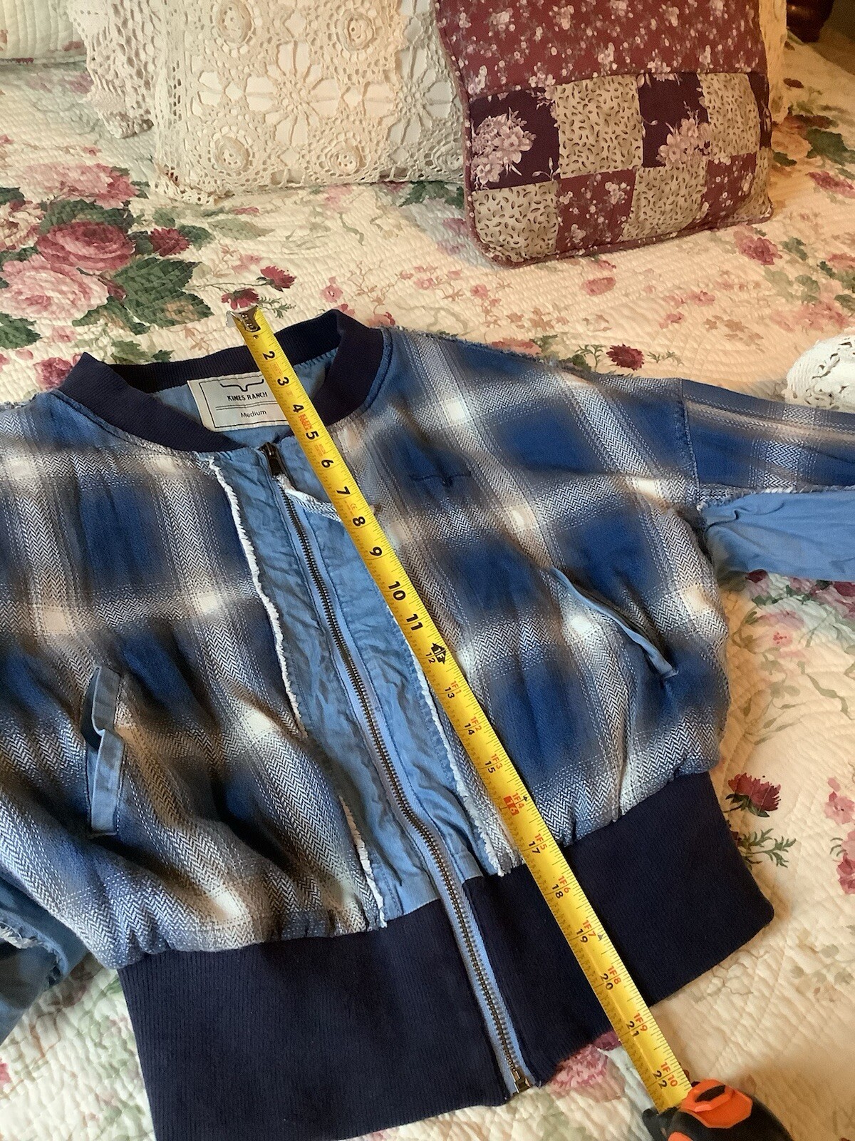 EUC Kimes Ranch Denim Patchwork Plaid Jacket West… - image 6