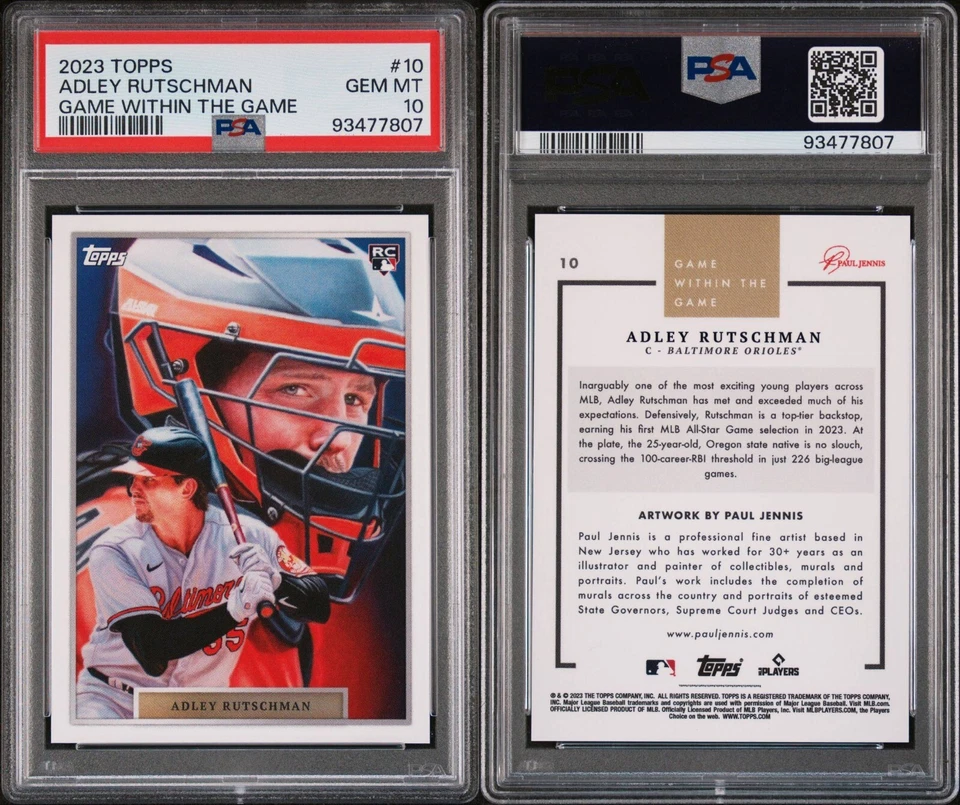2023 TOPPS ADLEY RUTSCHMAN ROOKIE CARD GAME WITHIN THE GAME SP #10 RC PSA 10 🔥 - Image 3 of 4