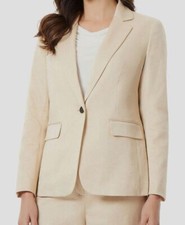Kasper Women's Beige Textured Jacquard One-Button Blazer Jacket Size 10